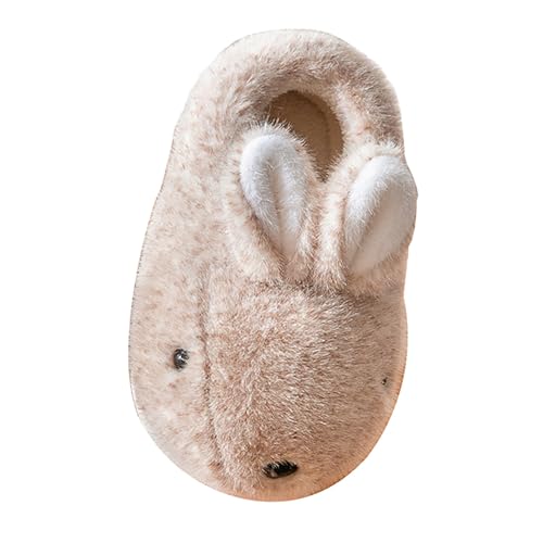 Plüsch Häschen Hausschuhe Mädchen Junge Kuschelige Tierhausschuhe Anti Rutsch Pantoffeln Warm Winterschuhe Flauschig Slipper Weiche Kinderhausschuhe (Khaki, 28.5 Little Child) von Generic