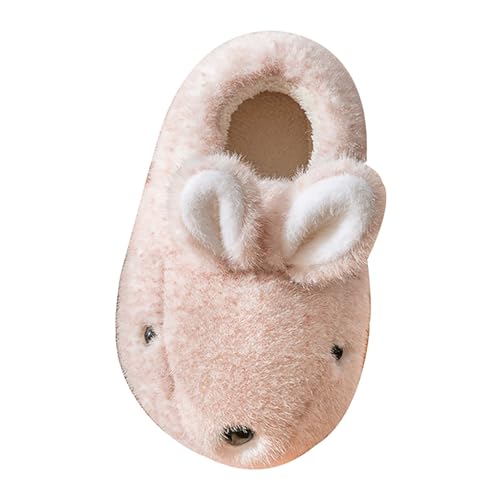 Plüsch Häschen Hausschuhe Mädchen Junge Kuschelige Tierhausschuhe Anti Rutsch Pantoffeln Warm Winterschuhe Flauschig Slipper Weiche Kinderhausschuhe (Pink, 28.5 Little Child) von Generic