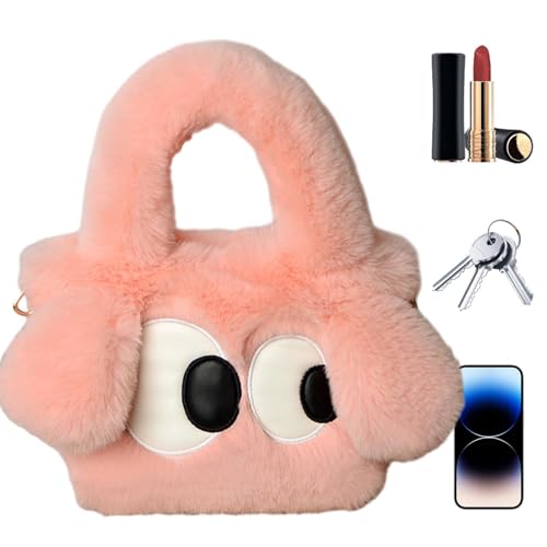 Plüsch-Handtasche, Plüsch-Schultertasche, niedliche und tragbare Münztasche, modische Einkaufstasche, leichte Tasche für Frauen und Mädchen, Rosa, Consulte la descripción von Generic