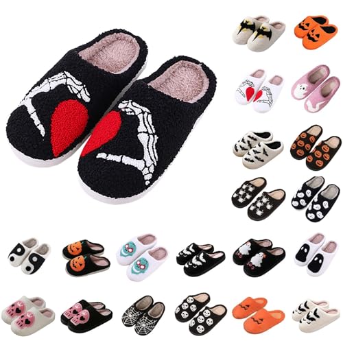 Plüsch Hausschuhe Damen Herren Halloween Slippers Comfy Winter Fluffy rutschfest Pantoffeln Weiche Haus Memory Foam Schlappen Warme Winterschuhe für Halloween Weihnachten Geschenke von Generic