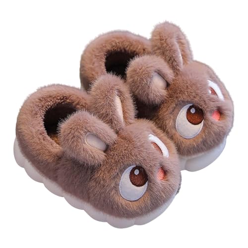 Plüsch Hausschuhe Häschen Pantoffeln Mädchen Süße Tierhausschuhe Warm Kinderhausschuhe Gefüttert Winterschuhe Flauschig Kaninchen Hause Schuhe Outdoor Slipper (Coffee-1, 30.5 Little Child) von Generic