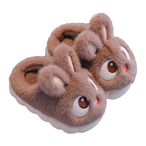Plüsch Hausschuhe Häschen Pantoffeln Mädchen Süße Tierhausschuhe Warm Kinderhausschuhe Gefüttert Winterschuhe Flauschig Kaninchen Hause Schuhe Outdoor Slipper (Coffee-2, 26 Toddler) von Generic