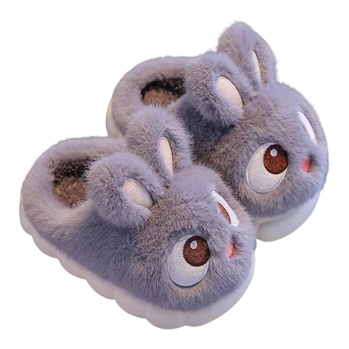 Plüsch Hausschuhe Häschen Pantoffeln Mädchen Süße Tierhausschuhe Warm Kinderhausschuhe Gefüttert Winterschuhe Flauschig Kaninchen Hause Schuhe Outdoor Slipper (Grey-2, 32 Big Kids) von Generic