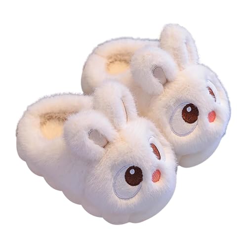 Plüsch Hausschuhe Häschen Pantoffeln Mädchen Süße Tierhausschuhe Warm Kinderhausschuhe Gefüttert Winterschuhe Flauschig Kaninchen Hause Schuhe Outdoor Slipper (White-2, 25 Toddler) von Generic