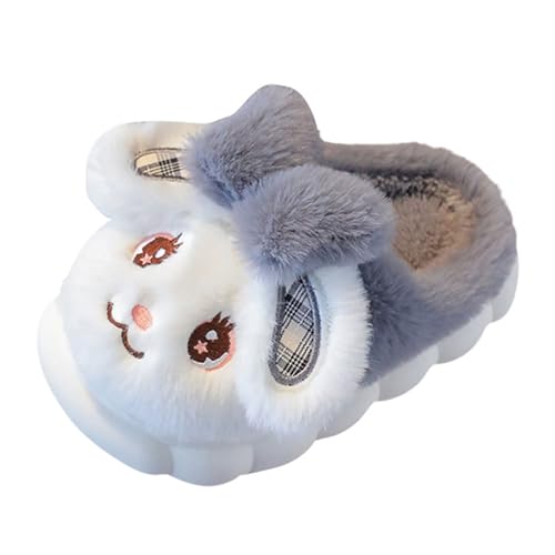 Plüsch Hausschuhe Mädchen Häschen Pantoffeln Winter Warm Tierhausschuhe Süße Kaninchen Hause Schuhe Kuschelig Weiche Kinderhausschuhe Flauschig Winterschuhe Slipper Outdoor (2-Grey, 30 Little Child) von Generic