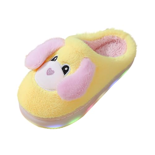 Plüsch Hausschuhe Mädchen Junge Gefüttert Tierhausschuhe Winter Warm Hund Pantoffeln Weiche Hause Schuhe Süße Kinderhausschuhe Flauschig Leicht Slipper (Yellow, 29 Little child) von Generic