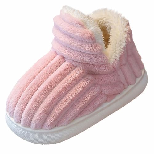 Plüsch Hausschuhe Mädchen Junge Gefüttert Winterschuhe Warm Weiche Pantoffeln Anti Rutsch Weit Kinderhausschuhe Flauschig Kuschelig Hauspatschen Süße Slipper (Pink, 26 Toddler) von Generic
