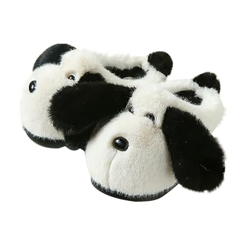 Plüsch Hausschuhe Mädchen Junge Hund Pantoffeln Gefüttert Warm Tierhausschuhe Winter Hause Schuhe Anti Rutsch Weiche Süße Winterschuhe Flauschig Leicht Slipper (Black, 33.5 Big Kids) von Generic
