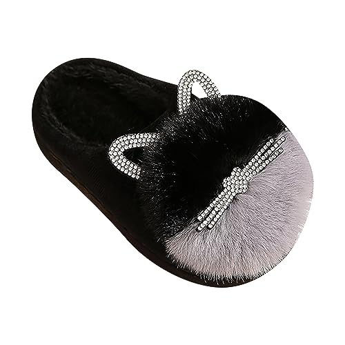 Plüsch Hausschuhe Mädchen Kuschelige Katze Tierhausschuhe Warm Winterschuhe Anti Rutsch Haus Pantoffeln Weiche Baumwolle Kinderhausschuhe Flauschig Süße Slipper (Black #1, 21 Infant) von Generic