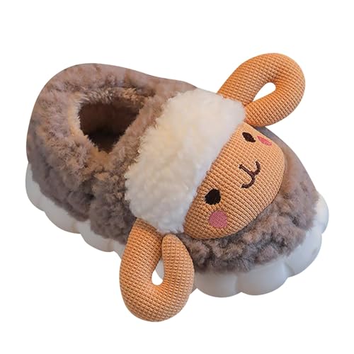 Plüsch Hausschuhe Mädchen Schaf Pantoffeln Warm Tierhausschuhe Flauschig Winterschuhe Süße Kinderhausschuhe Weiche Kuschelig Hause Schuhe Outdoor Slipper (Coffee-b, 33) von Generic