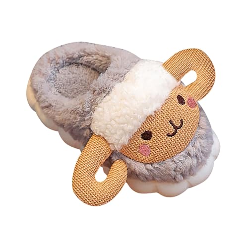 Plüsch Hausschuhe Mädchen Schaf Pantoffeln Warm Tierhausschuhe Flauschig Winterschuhe Süße Kinderhausschuhe Weiche Kuschelig Hause Schuhe Outdoor Slipper (Grey-a, 33.5 Big Kids) von Generic