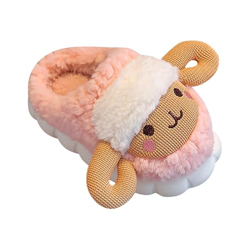 Plüsch Hausschuhe Mädchen Schaf Pantoffeln Warm Tierhausschuhe Flauschig Winterschuhe Süße Kinderhausschuhe Weiche Kuschelig Hause Schuhe Outdoor Slipper (Pink-a, 25 Toddler) von Generic
