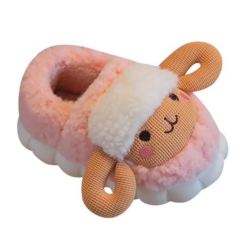 Plüsch Hausschuhe Mädchen Schaf Pantoffeln Warm Tierhausschuhe Flauschig Winterschuhe Süße Kinderhausschuhe Weiche Kuschelig Hause Schuhe Outdoor Slipper (Pink-b, 33.5 Big Kids) von Generic