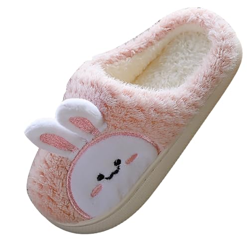 Plüsch Hausschuhe Mädchen Süße Häschen Haus Pantoffeln Warm Winterschuhe Anti Rutsch Kuschelige Tierhausschuhe Flauschig Slipper Weiche Kinderhausschuhe (Pink, 29 Little Child) von Generic