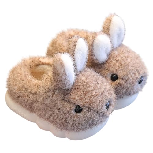 Plüsch Hausschuhe Mädchen Warm Häschen Pantoffeln Süße Tierhausschuhe Gefüttert Weiche Flauschig Kaninchen Hause Schuhe Kuschelig Outdoor Slipper Kinderhausschuhe (Brown #1, 30.5 Little Child) von Generic