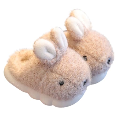 Plüsch Hausschuhe Mädchen Warm Häschen Pantoffeln Süße Tierhausschuhe Gefüttert Weiche Flauschig Kaninchen Hause Schuhe Kuschelig Outdoor Slipper Kinderhausschuhe (Coffee #2, 28 Little Child) von Generic