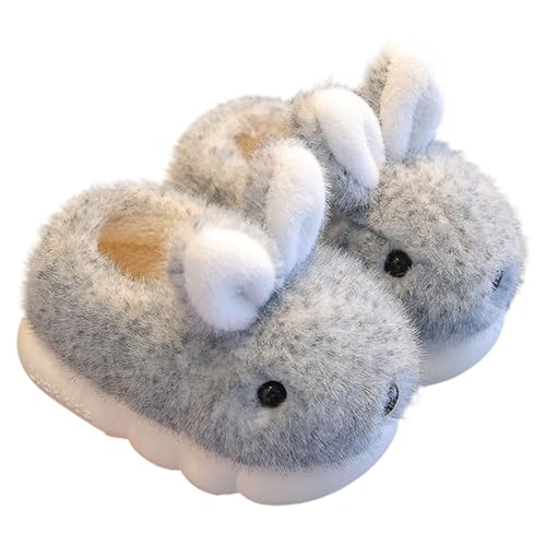 Plüsch Hausschuhe Mädchen Warm Häschen Pantoffeln Süße Tierhausschuhe Gefüttert Weiche Flauschig Kaninchen Hause Schuhe Kuschelig Outdoor Slipper Kinderhausschuhe (Grey #1, 29 Little Child) von Generic