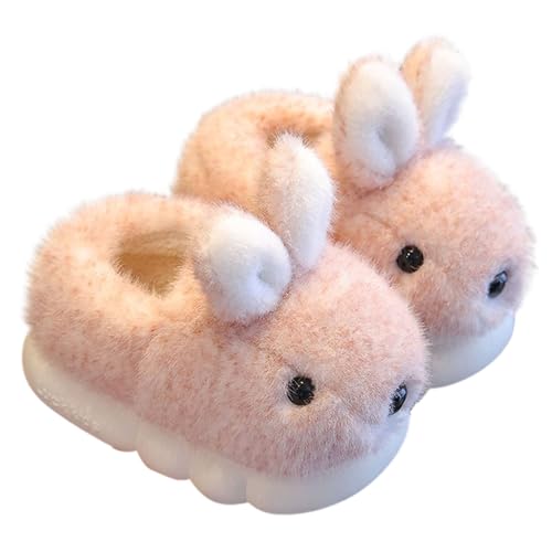 Plüsch Hausschuhe Mädchen Warm Häschen Pantoffeln Süße Tierhausschuhe Gefüttert Weiche Flauschig Kaninchen Hause Schuhe Kuschelig Outdoor Slipper Kinderhausschuhe (Pink #1, 28 Little Child) von Generic