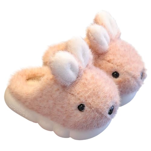 Plüsch Hausschuhe Mädchen Warm Häschen Pantoffeln Süße Tierhausschuhe Gefüttert Weiche Flauschig Kaninchen Hause Schuhe Kuschelig Outdoor Slipper Kinderhausschuhe (Pink #2, 26 Toddler) von Generic