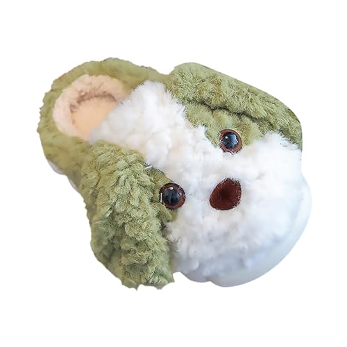 Plüsch Hund Hausschuhe Mädchen Junge Warm Winterschuhe Anti Rutsch Haus Pantoffeln Kuschelige Tierhausschuhe Weiche Flauschig Kinderhausschuhe Indoor Outdoor (B-Green, 28.5 Little Child) von Generic