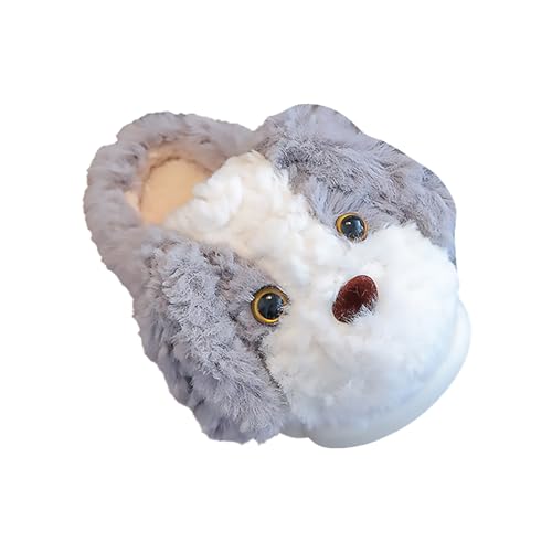 Plüsch Hund Hausschuhe Mädchen Junge Warm Winterschuhe Anti Rutsch Haus Pantoffeln Kuschelige Tierhausschuhe Weiche Flauschig Kinderhausschuhe Indoor Outdoor (B-Grey, 30.5 Little Child) von Generic
