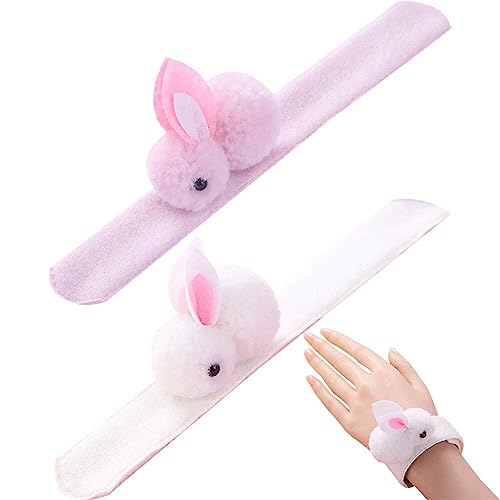 Plüsch-Kaninchen-Schlagarmbänder 2 Stück Cartoon-Tier-Schlagarmbänder niedliche Armbänder Schlagarmbänder für Kinder Partyzubehör von Generic