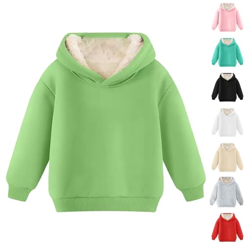 Plüsch Pullover Mädchen Junge Fleece Gefüttert Hoodie Kinder Mode Kapuzenpullover Langarm Sweatshirt mit Kapuzen Einfarbig Pulli Lässig Oberteile (Pink, 6-7 Years) von Generic