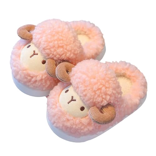 Plüsch Tierhausschuhe Mädchen Junge Hausschuhe Kuschelige Fleece Winterschuhe Warm Weiche Pantoffeln Flauschig Süße Kinderhausschuhe Anti Rutsch Slipper (Pink, 23.5 Infant) von Generic