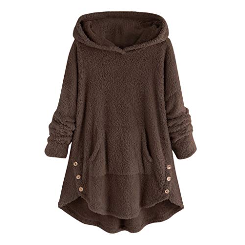 Plüschjacke Damen Teddy Wintermantel Damen Große Größen Fleecemantel Teddy Plüschmantel mit Kapuze Pullover Warme Lässige Lange Hoodie Gefütterte Plüschjacke Parka Mantel von Generic