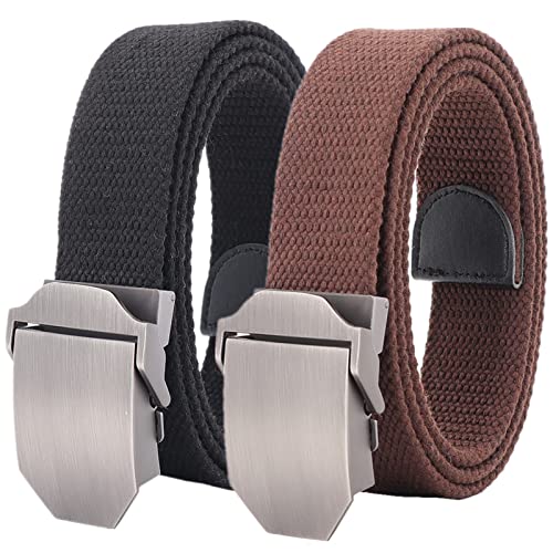 Plus Size Cotton Canvas Gürtel Herren Damen Military Tactical Heavy Duty Gürtel mit Schnellverschluss Legierungsschnalle, 2er von Generic