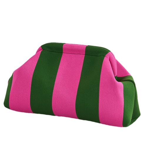 Pochette De Plage Femme – Sac À Main Color Block | Pochette Décontractée En Crochet Tissé Avec Fermeture Verrouillable |, Grünes Puder, Refer to description von Generic