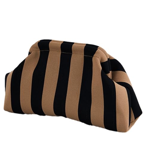 Pochette De Plage Femme – Sac À Main Color Block | Pochette Décontractée En Crochet Tissé Avec Fermeture Verrouillable |, Schwarz / Gold, Refer to description von Generic