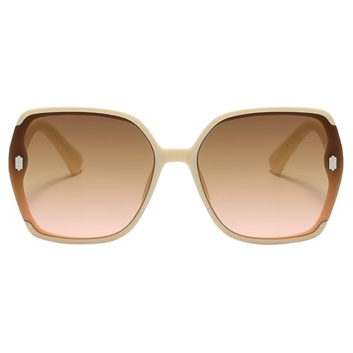 Polarisierte Sonnenbrille - 14,1 Cm Rechteckige Sonnenbrille Mit UV400 -Schutz | Leichtes PC Retro Square Frames Für Damen | Mode Eyewear | Ganztägiger Komfort Für Urlaubsstrandpartysportarten von Generic
