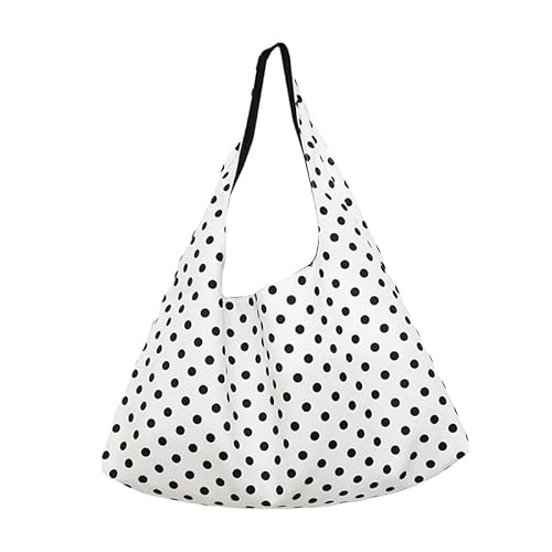 Polka Dot Umhängetasche Schwarz weiß Hobo Bag Chic Geldbörse for Frauen täglich (weiß) von Generic