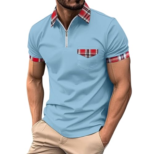 Poloshirt Für Herren Kurzarm T-Shirt Sommer Polohemd,Poloshirt Mit Brusttasche,Lange Poloshirts Herren,Polo Shirt Bügelfrei,Polohemden Mit Logo Besticken,Polohemd Stehkragen von Generic