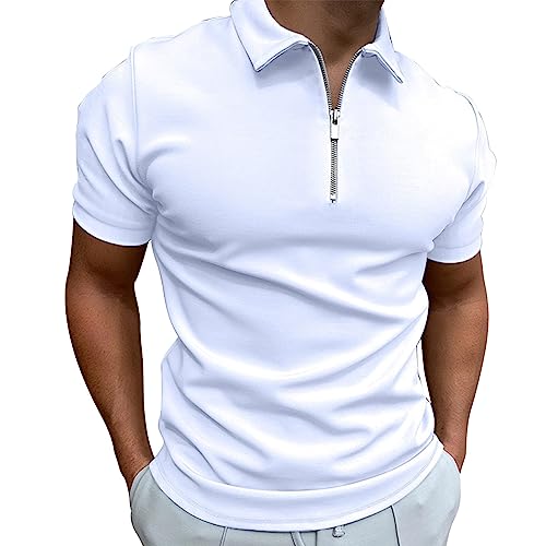 Poloshirt Herren Kurzarm Einfarbig Basic Golf T-Shirt Polohemd Sommer Slim Fit Kurzarm T Shirt Sommer Slim Fit Golf Sports Shirts Tshirt Sport Outdoor Poloshirt mit Reißverschluss T-Shirt C* von Generic