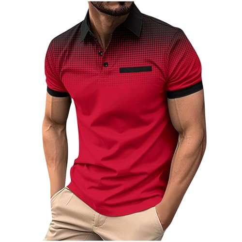 Poloshirt Herren Kurzarm Sommer T Shirt 2024 Regular Sportshirt Passform Workout Fitnessshirt Stretch Sportstyle Outdoorshirt mit Tasche Strand Shirt Bequeme Casual Tops Angebote des Tages Heute von Generic