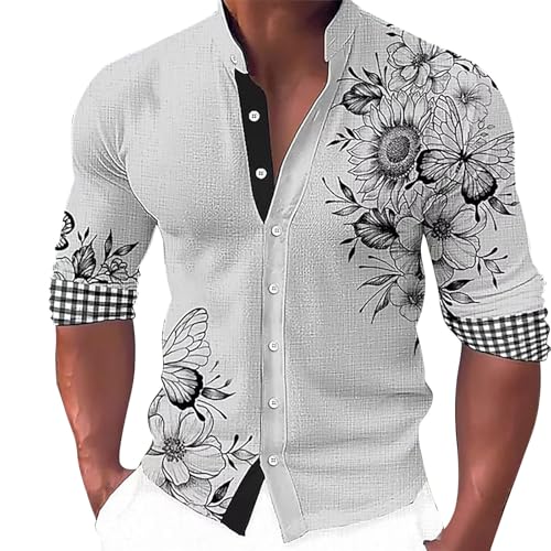 Poloshirt Herren Langarm Elegante T-Shirts Herren Langarm T Shirt Herren Lustige Arbeit Grau Langarm Poloshirt Herren Langarm Übergröße, grau, Small von Generic
