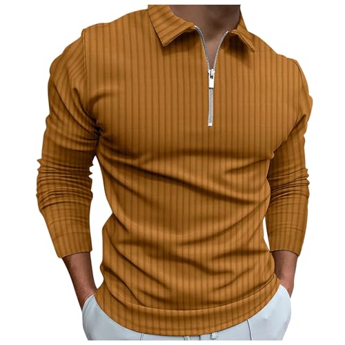 Poloshirt Herren Langarm Polohemd Basic T-Shirt,Fitness Polo Shirts,T Shirt Polo Sport,Polo Herren,Polohemd Ohne Kragen,Poloshirt Reißverschluss von Generic