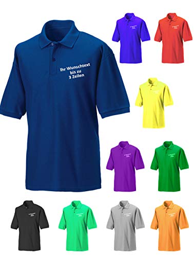 Poloshirt Polohemd mit Wunschtext bis zu 3 Zeilen auf der Brust Bestickt (S, gelb) von Generic
