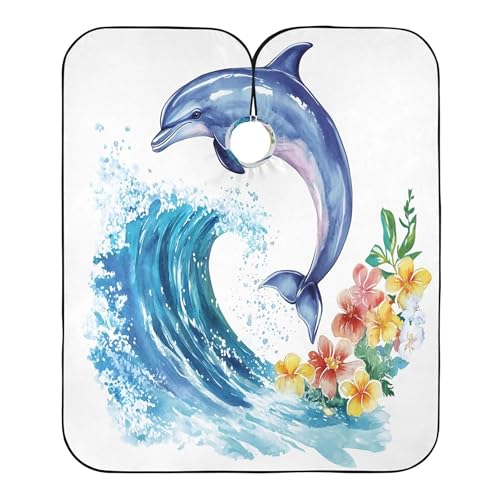 Polyester Friseure Kleid, Aquarell Delphin, Haar Schneideumhang Wasserdicht Friseurumhang für Haarschnitt Haarschneiden Männer von Generic