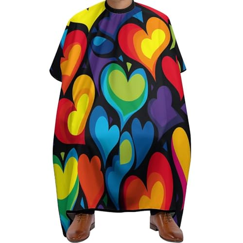 Polyester Haar Schneideumhang, Herz LGBT Regenbogen, Friseurumhang Verstellbar Haarschneidemantel für Erwachsene Haarschnitt Männer von Generic