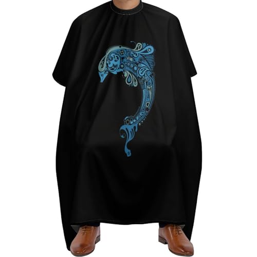Polyester Haarschneidemantel, Tattoo Delphin Totem, Haarschneide Umhang Mode Barber Cape für Haarstyling Haarschnitt Männer von Generic