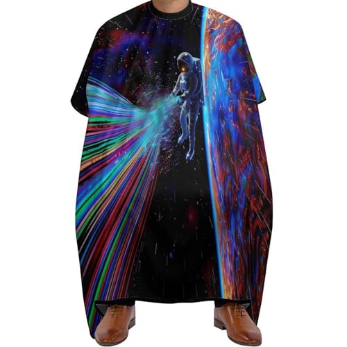 Polyester Haarschneiden Umhange, Astronauten-Farbenergie, Haarschneide Umhang Antistatisch Haar Schneideumhang für Männer Haarstyling Erwachsene von Generic