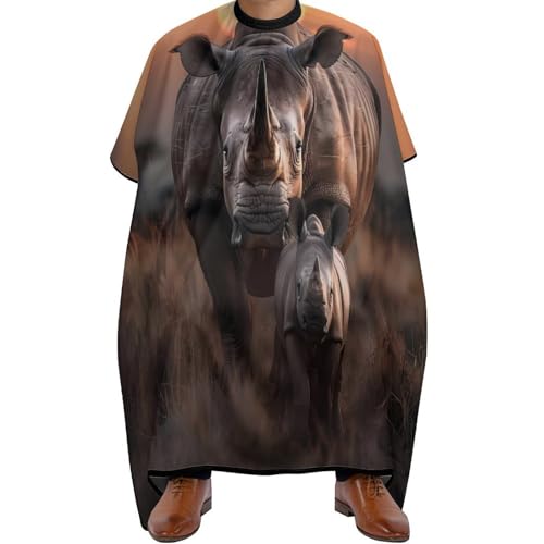 Polyester Haarschneiden Umhange, Nashornmutter Nashorn Tier, Haarschneideumhang Professionelle Haar Schneideumhang für Haarstyling Salon Männer Polyester Haarschneiden Umhange, Nashornmutter Nashorn Tier, Haarschneideumhang Professionelle Haar Schneideumhang für Haarstyling Salon Männer von Generic