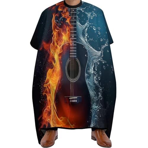 Polyester Salon Umhang, Feuer-Wasser-Gitarre, Friseurumhang Verstellbar Haarschneideumhang für Männer Haarstyling Erwachsene von Generic