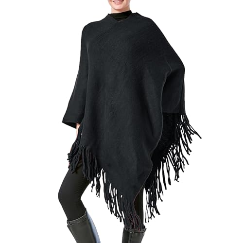 Poncho Damen Schal Winter Warm Elegant Poncho Decke Poncho Cape Strick Poncho Mantel Winter Poncho Schal Frauen Mutter Geschenk für Geburtstag Weihnachten von Generic