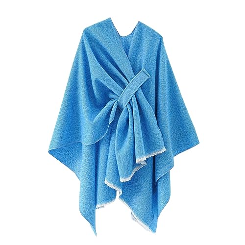 Poncho Damen Strick Reversibel Cape Decke Elegant Warme Schultertuch Gestrickter Schal Mantel für Frühling von Generic