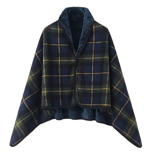 Poncho Winter Warm Damen Decke Flanell Fleece Poncho Cape Weiche Dicke Winter Warm Wrap Poncho Open Front Flanell Cape Büro Zuhause für Frauen Mädchen Kinder von Generic
