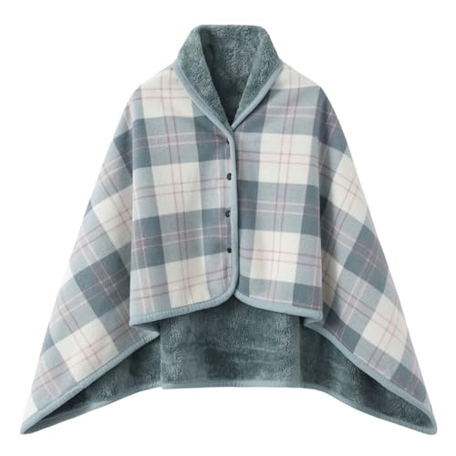 Poncho Winter Warm Damen Decke Flanell Fleece Poncho Cape Weiche Dicke Winter Warm Wrap Poncho Open Front Flanell Cape Büro Zuhause für Frauen Mädchen Kinder von Generic